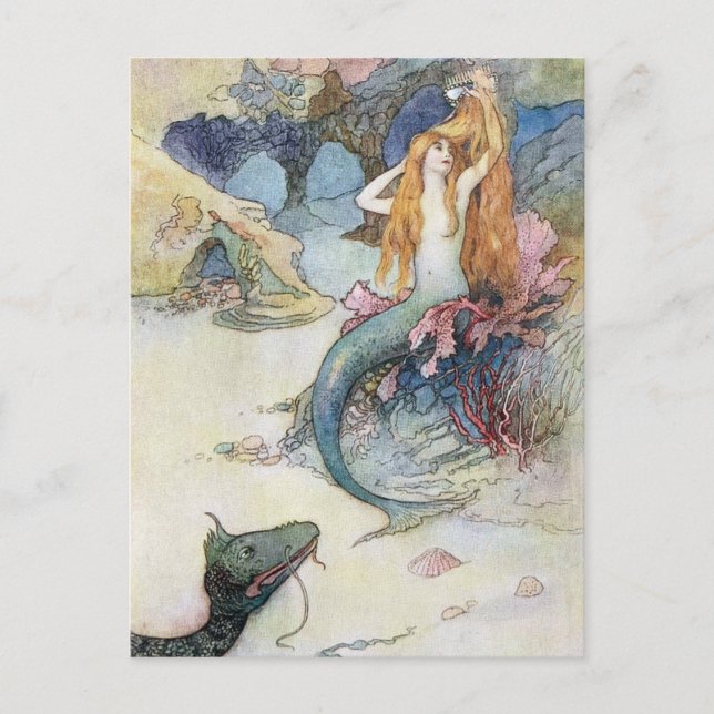 Carte postale vintage Mermaid (Devant)