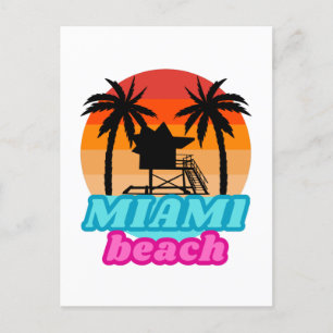 Carte Postale Vintage Miami Beach Floride tour de surveillance