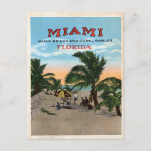 Carte Postale Vintage Miami et Coral Gables Floride Voyage
