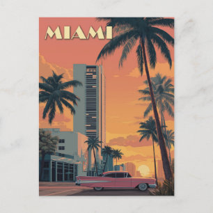 Carte Postale Vintage Miami Florida Travel