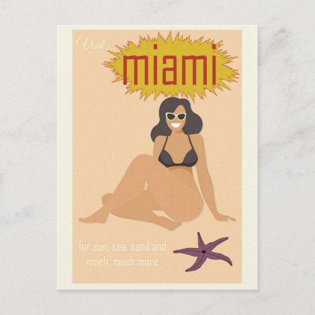 Carte Postale Vintage Miami Floride Retro Travel (Devant)