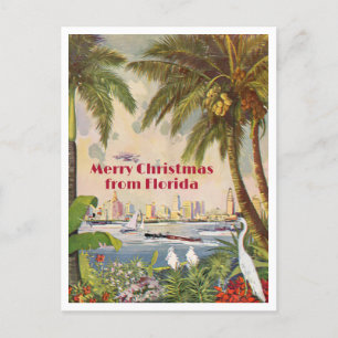 Carte Postale Vintage Miami Joyeux Noël de Floride