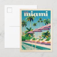 Carte postale vintage Miami Pool