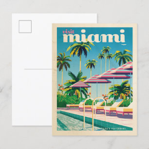 Carte postale vintage Miami Pool