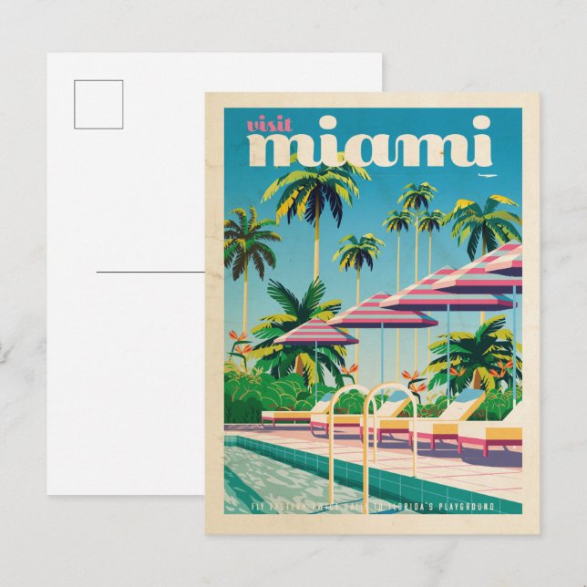 Carte postale vintage Miami Pool (Devant / Derrière)