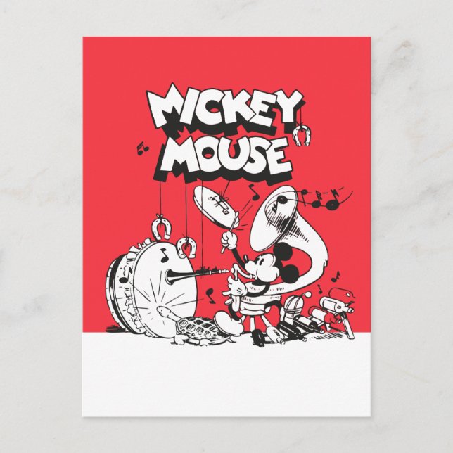 Carte Postale Vintage Mickey Silly Insturments (Devant)