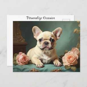 Carte Postale Vintage mignon Français Bulldog Portrait Chien Chi