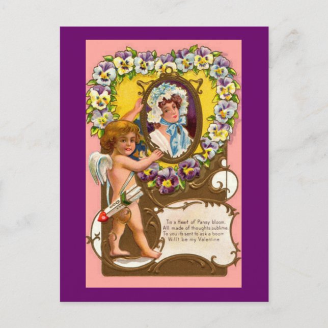 Carte postale Vintage mignonne de Valentine (Devant)