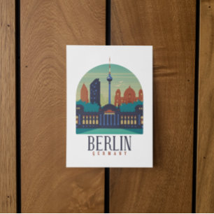 Carte Postale Vintage Minimal Berlin Allemagne Skyline Voyage
