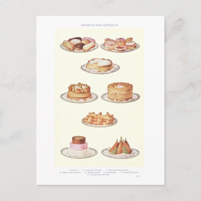 Carte Postale Vintage Mme Beeton's Sweets and Gateaux (Devant)