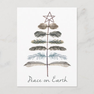Carte Postale vintage moderne arbre de plume d'hiver rustique