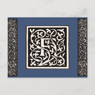 Carte Postale Vintage Monogram F Art Nouveau Letter