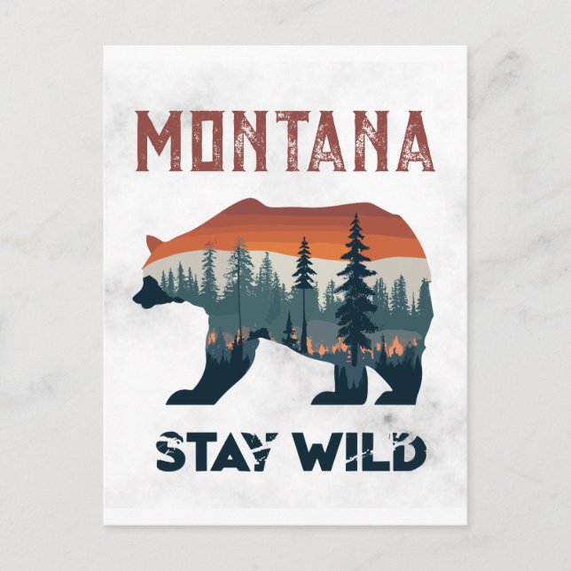 Carte postale vintage Montana Bear Stay Wild Trave (Devant)