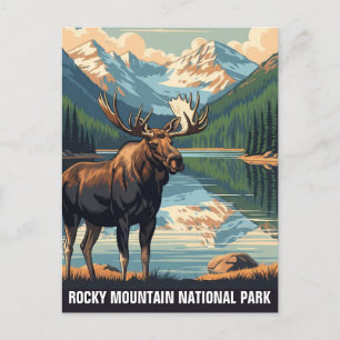 Carte Postale Vintage Moose au parc national Rocky Mountain