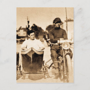 Carte Postale Vintage Motorcycle and Side Car Old School Cool