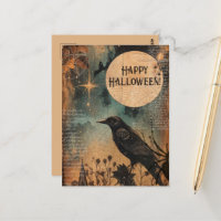 Vintage Mystic Raven Moon Halloween heureux