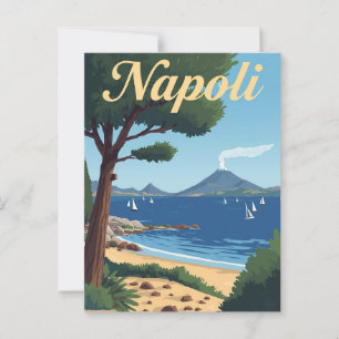 Carte Postale Vintage Naples Italie Voyage - Mont Vésuve Vue