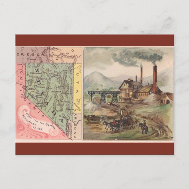 Carte Postale Vintage Nevada Map (Devant)