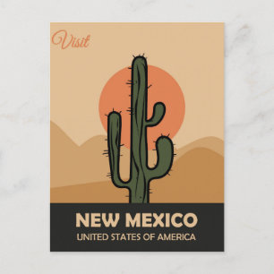 Carte Postale Vintage New Mexico Desert Cactus Travel