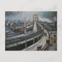 Vintage New York City Peinture Brooklyn Bridge