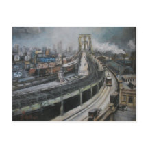 Vintage New York City Peinture Brooklyn Bridge