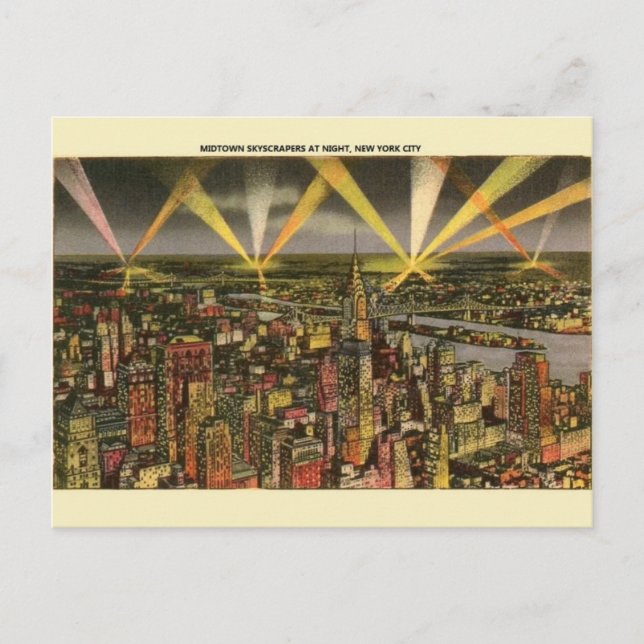 Carte postale vintage New York City Skyscrapts (Devant)