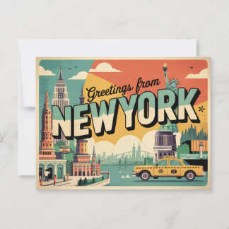 Carte postale vintage New York | Salutations de