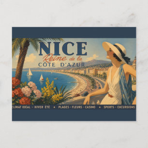 Carte Postale Vintage Nice Reine Côte d'Azur