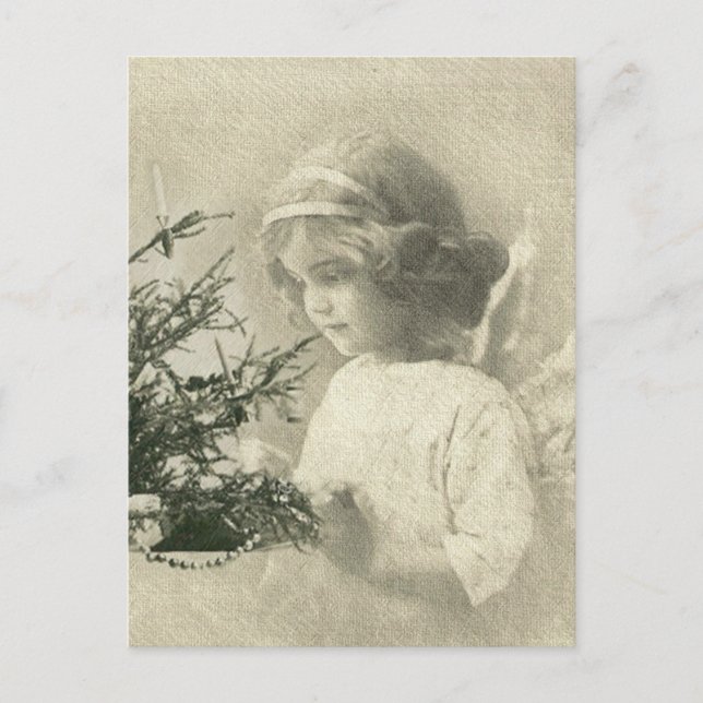 Carte postale vintage Noël ange fille (Devant)