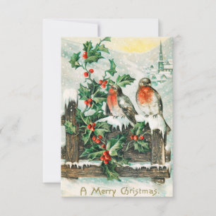 Carte postale Vintage Noël Avec Robins