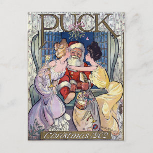 Carte Postale Vintage Noël Père Noël Kiss