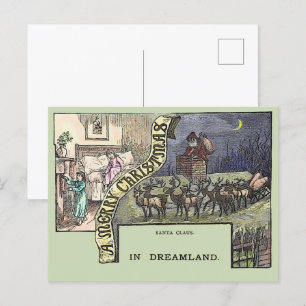 Carte Postale Vintage Noël Père Noël Reindeer et les enfants