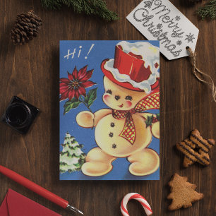 Carte Postale Vintage Noël Photo Snowman