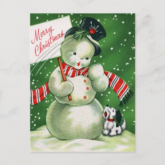 Carte postale Vintage Noël rétro snowman (Devant)