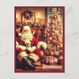 Carte postale vintage Noël Saint-Nicolas art IA