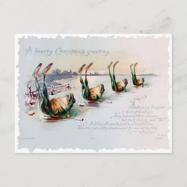 Carte Postale Vintage Noël Victorian Funny Rhyme Card Frog (Devant)