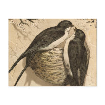 Vintage noir blanc mignon Inséparables peinture