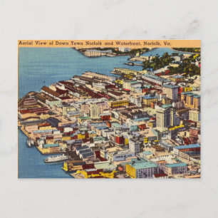 Carte Postale Vintage Norfolk Waterfront Aerial de Virginie