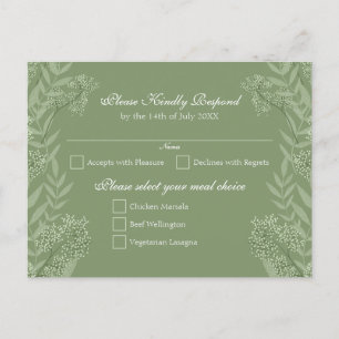 Carte postale Vintage Olive Green Mariage RSVP