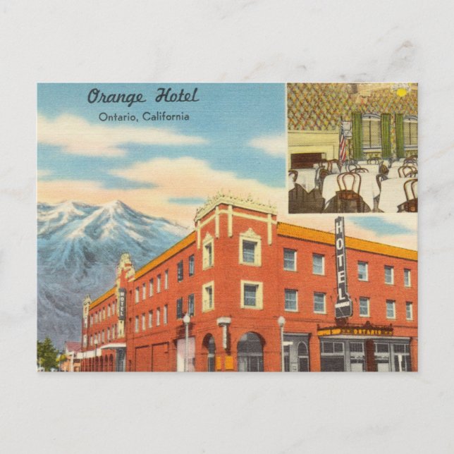 Carte Postale Vintage, Orange Hotel, Ontario, Californie (Devant)