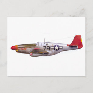 Carte Postale Vintage P-51 Mustang Tuskegee Airmen Seconde Guerr