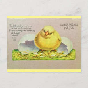 Carte Postale Vintage Pâques souhaite un mignon poussin
