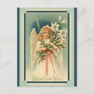 Carte Postale Vintage Pâques Veux Angel Lily