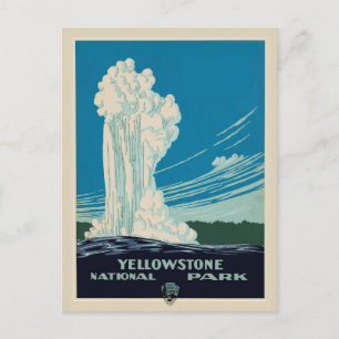 Carte Postale Vintage Parc national de Yellowstone Old Faithful