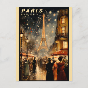 Carte Postale Vintage Paris France Tour Eiffel Réveillon