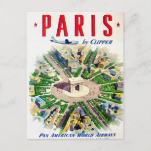 Carte Postale Vintage Paris Pan American Adv