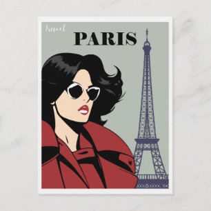 Carte Postale Vintage Paris Tour Eiffel Chic Femme