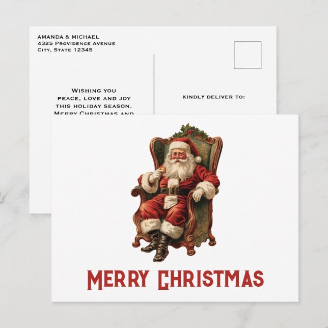 Carte Postale Vintage Père Noël (Devant / Derrière)