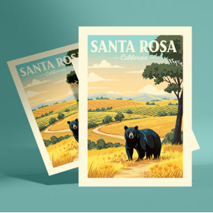 Carte Postale Vintage Père Noël Rosa Californie