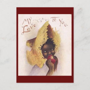 Carte Postale Vintage petite fille africaine américaine Valentin